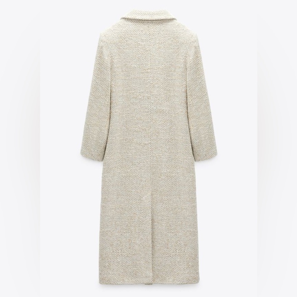 ZARA MAXI HERRINGBONE LONG COAT sz XS $169.00 - Picture 5 of 10